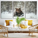 Grizzly Bear Wall Art – Framed Snowy Forest Canvas Artwork, by MyGreatCanvas | Canvas Wall Art Prints | Photo Prints & Wall Decor