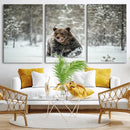 Grizzly Bear Wall Art – Framed Snowy Forest Canvas Artwork, by MyGreatCanvas | Canvas Wall Art Prints | Photo Prints & Wall Decor