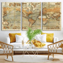 Push Pin World Map Canvas Print – Travel Tracker Wall Art