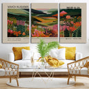 Yayoi Kusama Landscape Canvas Print, Vibrant Floral Mountain