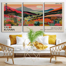 Yayoi Kusama Landscape Canvas Print, Vibrant Floral Mountain