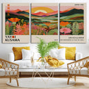 Framed Yayoi Kusama Print, Vibrant Floral Mountain Art