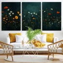 Framed Wildflower Field Wall Art, Framed Vintage Botanical