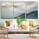 Waves Abstract Wall Art Print, Modern Framed Abstract Canvas