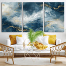 Large Abstract Print - Luxe Blue and Gold Abstract Canvas