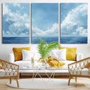 Abstract Ocean Print Artwork- Serene Blue Ocean Canvas Wall