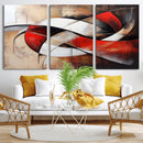 Abstract Wall Art - Modern Red and White Canvas Wall Art