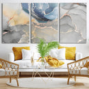 Large Abstract Blue and Gold Canvas Wall Art | Fluid Ink