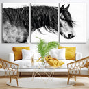 Black Horse Wall Art Canvas Print – Elegant Farmhouse Decor