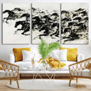 Abstract Horse Wall Art Canvas Print - Dynamic Black Ink