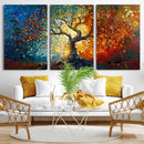 Yggdrasil Tree of Life Mosaic Stained Glass Wall Art Canvas,