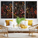 Dark Floral Canvas Wall Art - Moody Botanical Flower Print -