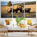 Grizzly Bear Family Wall Art Canvas Print – Majestic