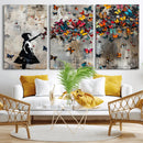 Butterfly Girl Wall Art – Vibrant Street Style Canvas Print,
