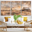 Rustic Farmhouse Wall Art Canvas Print | Barn and Field