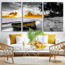 Yellow Rowboat Wall Art – Framed Tropical Shoreline Canvas by MyGreatCanvas | Canvas Wall Art Prints | Photo Prints & Wall Decor