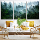 Misty Forest Wall Art Canvas Print – Framed Foggy Mountain