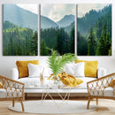 Misty Forest Mountain Wall Art Canvas Print – Framed Serene