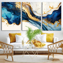 Blue Gold Flow Wall Art Canvas Print – Framed Marble Design by MyGreatCanvas | Canvas Wall Art Prints | Photo Prints & Wall Decor