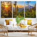 Forest Sunset Wall Art Canvas Print – Green Pines Sunset