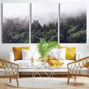 Misty Forest Wall Art Canvas Print – Foggy Pines Pine Valley