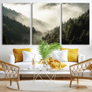 Misty Valley Wall Art Canvas Print – Foggy Forest Pine Trees