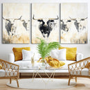 Texas Longhorn Wall Art Canvas Print – Rustic Western Bull