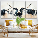 Texas Longhorn Wall Art Canvas Print – Majestic Horned Bull