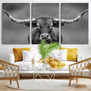 Texas Longhorn Wall Art Canvas Print – Framed Western Bull