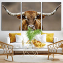 Texas Longhorn Wall Art Canvas Print – Brown Bull Rustic