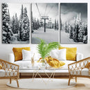Snowy Pines Wall Art Canvas Print – Framed Ski Lift Winter