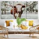 Texas Longhorn Wall Art Canvas Print – Framed Spotted Bull