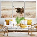 Texas Longhorn Wall Art Canvas Print – Framed Brown Horned