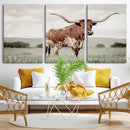 Texas Longhorn Wall Art Canvas Print – Framed Spotted Cattle by MyGreatCanvas | Canvas Wall Art Prints | Photo Prints & Wall Decor