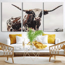 Texas Longhorn Wall Art – Framed Spotted Bull Canvas by MyGreatCanvas | Canvas Wall Art Prints | Photo Prints & Wall Decor