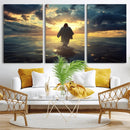 Jesus Walks Wall Art Canvas Print Framed Divine Sunset Art