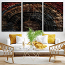 Dark Wood Ring Wall Art Canvas Print – Framed Abstract Tree