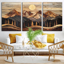 Wood Mountain Wall Art Canvas Print – Framed Boho Abstract