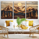 Wood Mountain Landscape Wall Art Canvas Print – Framed