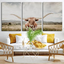 Texas Longhorn Wall Art Canvas Print – Framed Western Cow