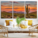 Saguaro Cactus Wall Art Canvas Print – Framed Arizona Sunset