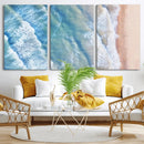 Aerial Ocean View Wall Art Canvas Print – Framed Soft Blue