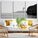 Jumping Wall Art Canvas Print – Framed Coastal Ocean Scene