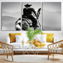 Western Wall Art Canvas Print – Framed Cowboy and Horse