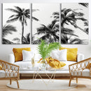 Palm Wall Art Canvas Print – Framed Monochrome Tropical