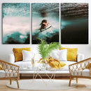 Vibrant Aquatic Motion Wall Art Canvas Print – Framed