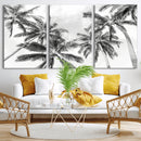 Black and White Palm Wall Art Canvas Print – Framed