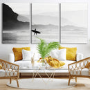 Surfer Beach Wall Art – Framed Black White Ocean Canvas by MyGreatCanvas | Canvas Wall Art Prints | Photo Prints & Wall Decor
