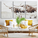 Longhorn Wall Art Canvas Print – Framed Western Cow Rustic