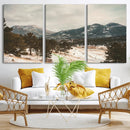 Mountain Landscape Wall Art Canvas Print – Framed Snowy